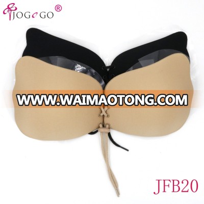 Sexy women backless front closure silicone adhesive invisible seamless push up bra