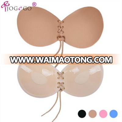 Hot selling sexy women backless push up strapless stick on adhesive silicone gel brassiere