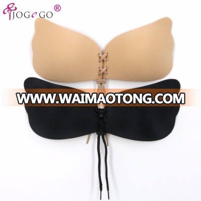 Factory Invisible Backless Drawstring Push up Brassiere Breathable Seamless Silicone Adhesive Strapless Bra